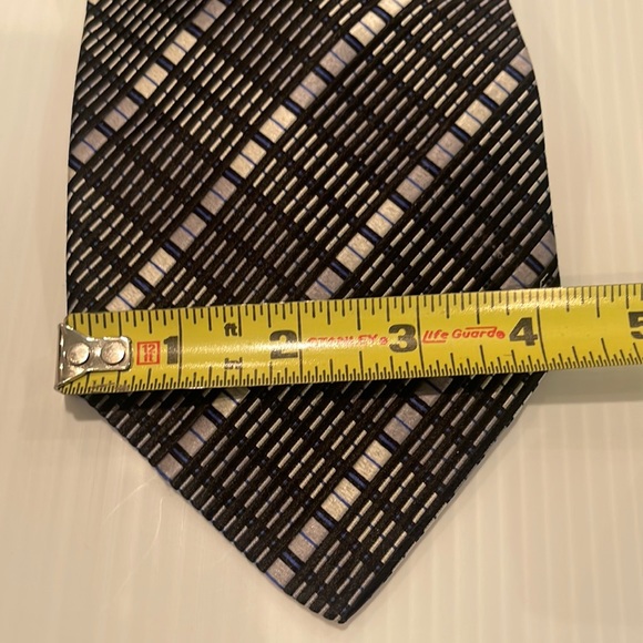 Lanvin vintage very wide 100% silk black and white and blue tie - Picture 8 of 8